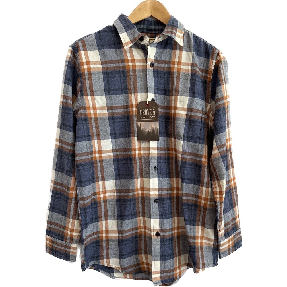 Grove & Hollow Shirt Men's Size S Flannel Plaid Long Sleeve Button Up Top